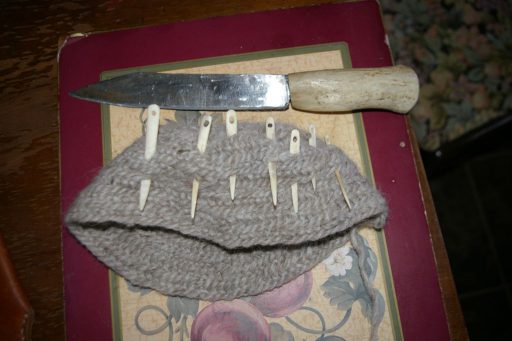 Carving a needle with a seax knife